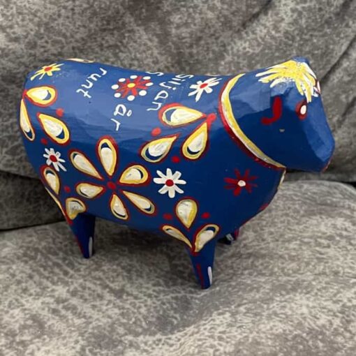 Wooden old blue Dala-painted EWE-Soldtacka - RARE - Sweden - Image 6