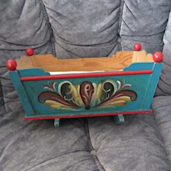 An old rocking DOLL CRADLE w. kurbits painting - Leksand Swedish