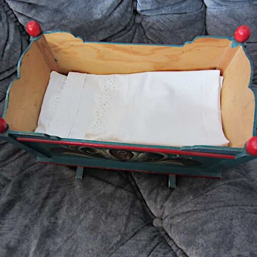 An old rocking DOLL CRADLE w. kurbits painting - Leksand Swedish - Image 5