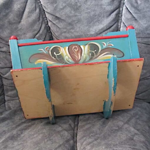 An old rocking DOLL CRADLE w. kurbits painting - Leksand Swedish - Image 6
