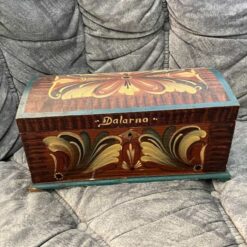 Swedish BIG vintage SEWING BOX kurbits paintings