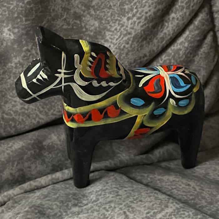 Swedish black DALA HORSE – 4 inch. - TAG, New