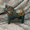Swedish vintage dark green DALA HORSE – 2.9 inch Ludvika TAG