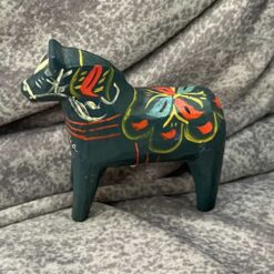 Swedish vintage dark green DALA HORSE – 2.9 inch Ludvika TAG