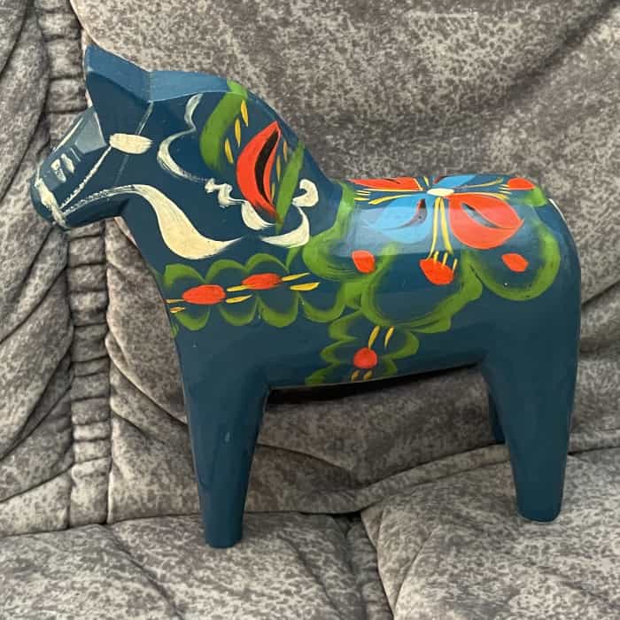 Swedish vintage blue DALA HORSE – 6 inch TAG