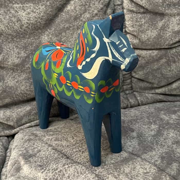 Swedish vintage blue DALA HORSE – 6 inch TAG - Image 3