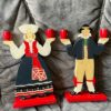 Pair vintage CANDLE HOLDERS folk costumes IKEA TAG