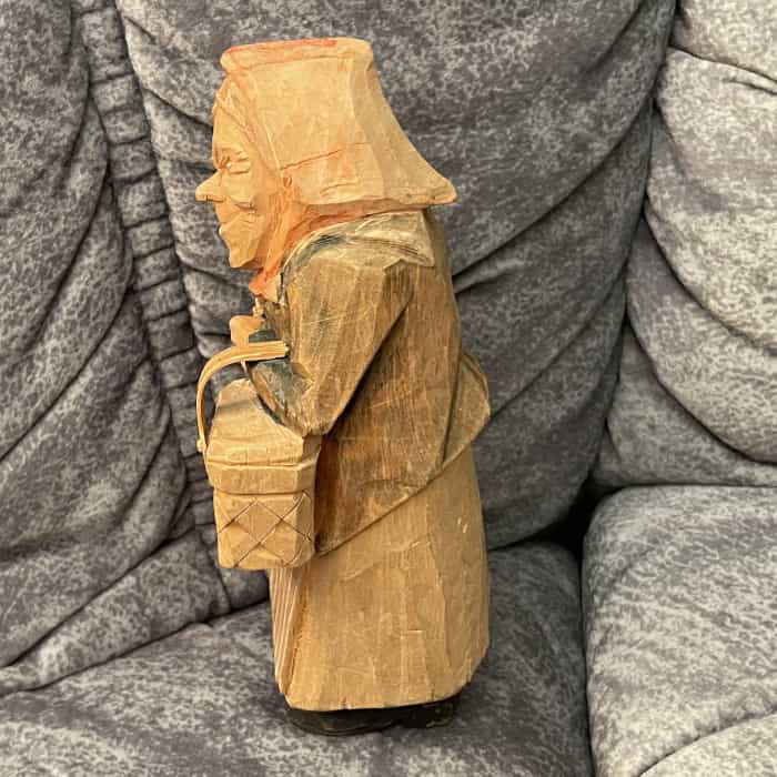 Swedish CARVED “WOMAN w. basket” G. Nilsson 6.5 inch. - Image 3