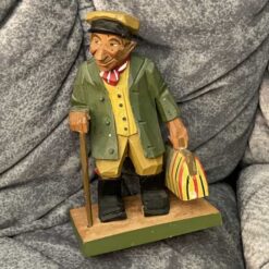 Swedish WOODCARVED "MAN w. bag" G. Nilsson 6.2 inch.