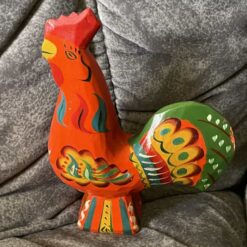 Swedish vintage wooden DALA ROOSTER – 6.4 inch damaged TAG