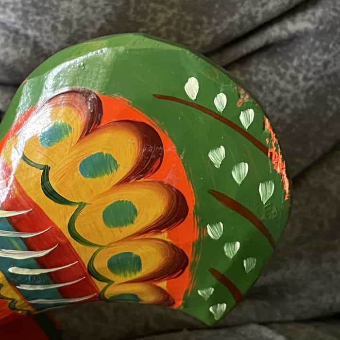 Swedish vintage wooden DALA ROOSTER – 6.4 inch damaged TAG - Image 2