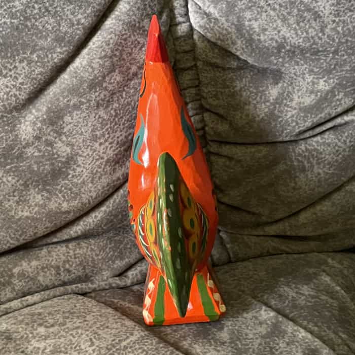 Swedish vintage wooden DALA ROOSTER – 6.4 inch damaged TAG - Image 3