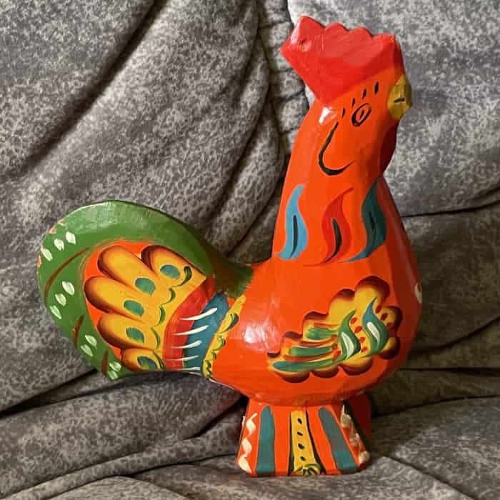 Swedish vintage wooden DALA ROOSTER – 6.4 inch damaged TAG - Image 4