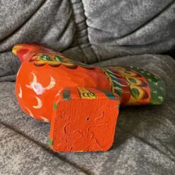 Swedish vintage wooden DALA ROOSTER – 6.4 inch damaged TAG - Image 6