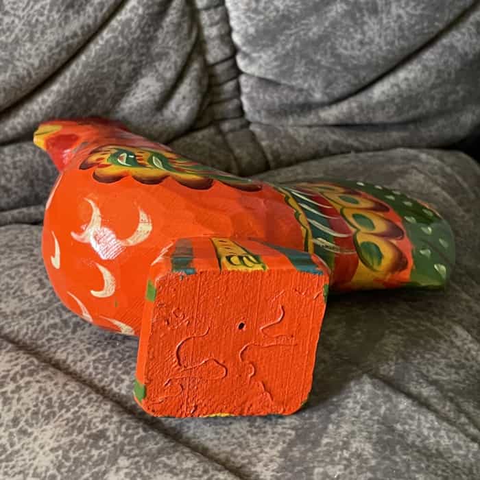 Swedish vintage wooden DALA ROOSTER – 6.4 inch damaged TAG - Image 6