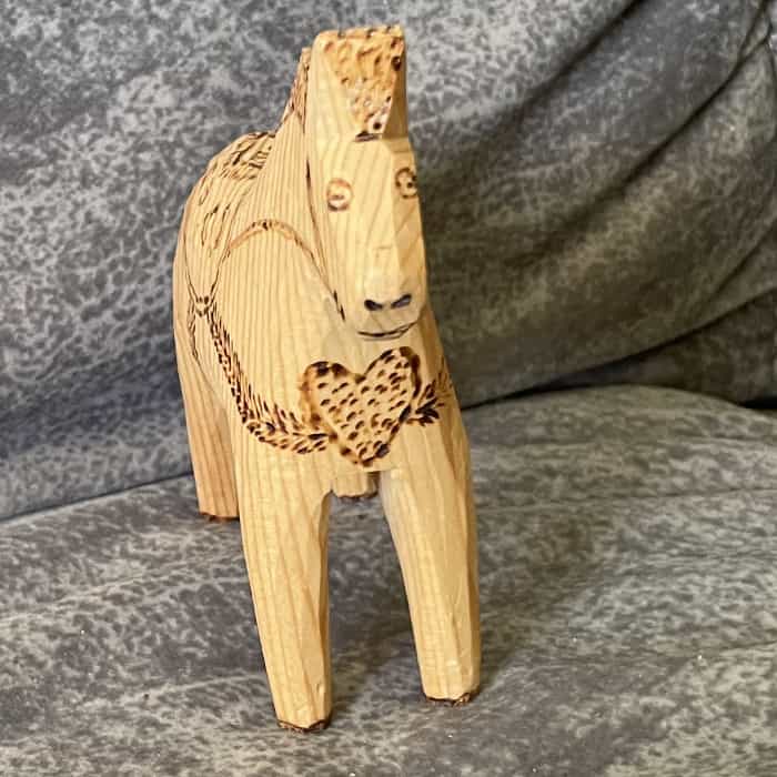 Swedish burnpainted Dala Horse – 4 inch signed - Image 2