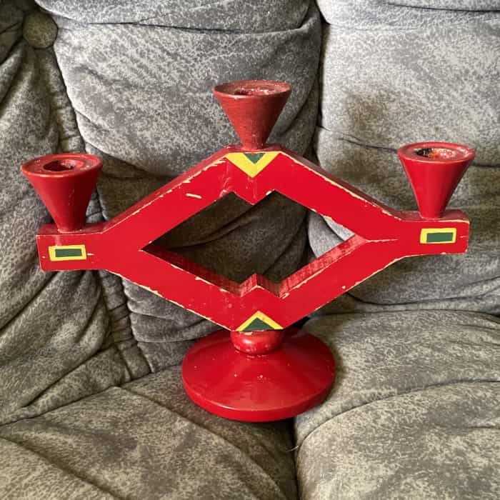An old Christmas wooden CANDLE HOLDER Swedish