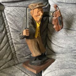 Swedish WOODCARVED "MAN w. Violin" G. Nilsson 8.5 inch. - Image 8